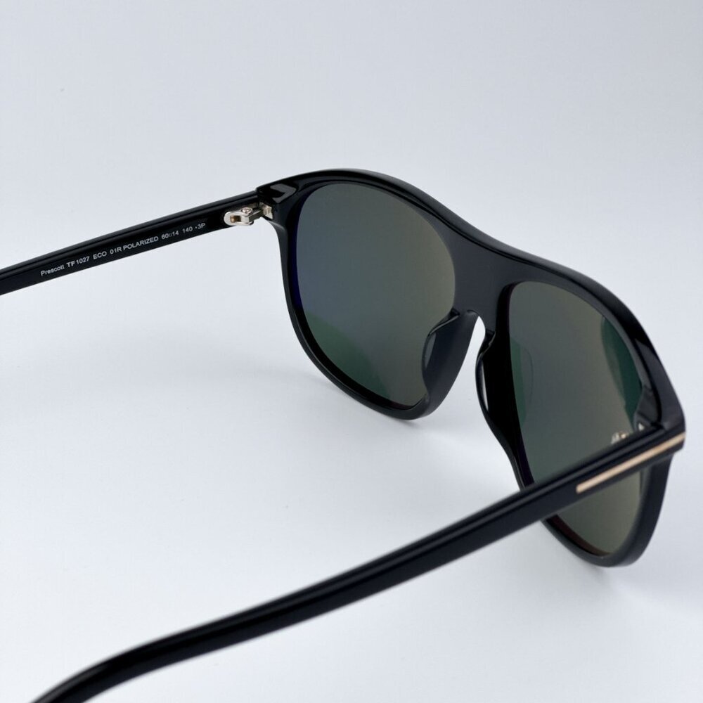 Tom Ford Men Black Green Polarized BRAND NEW Sunglasses PRESCOTT FT1027 01R - Picture 8 of 12